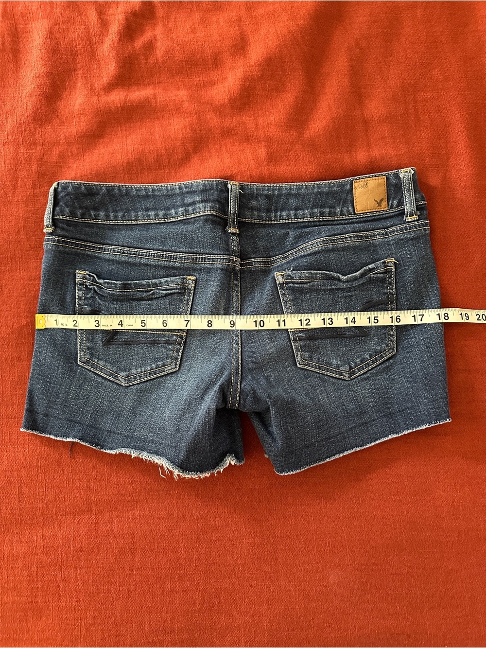 American Eagle Outfitters Dark Blue Denim Low Rise Cutoff Shorts - Picture 5 of 7